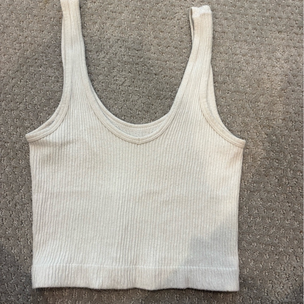 Urban Outfitters Cream Ribbed Tank Top